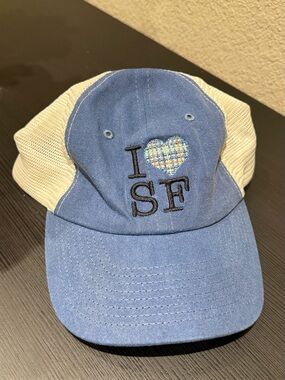 I Heart SF Blue and Cream Trucker Hat